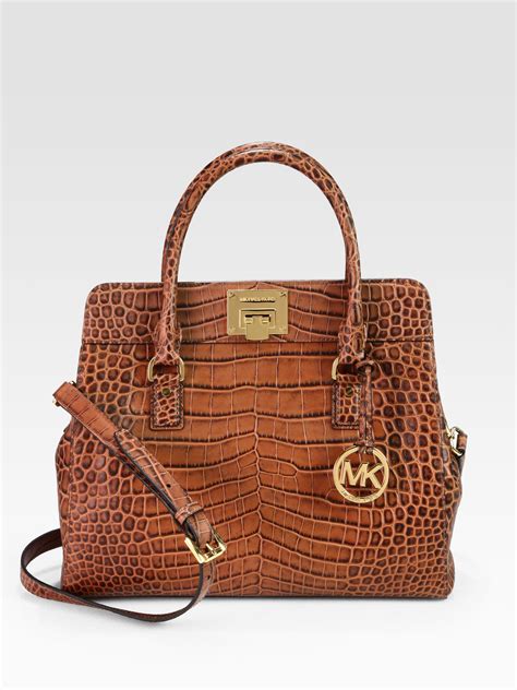 michael kors satchel leather|Michael Kors leather satchel large.